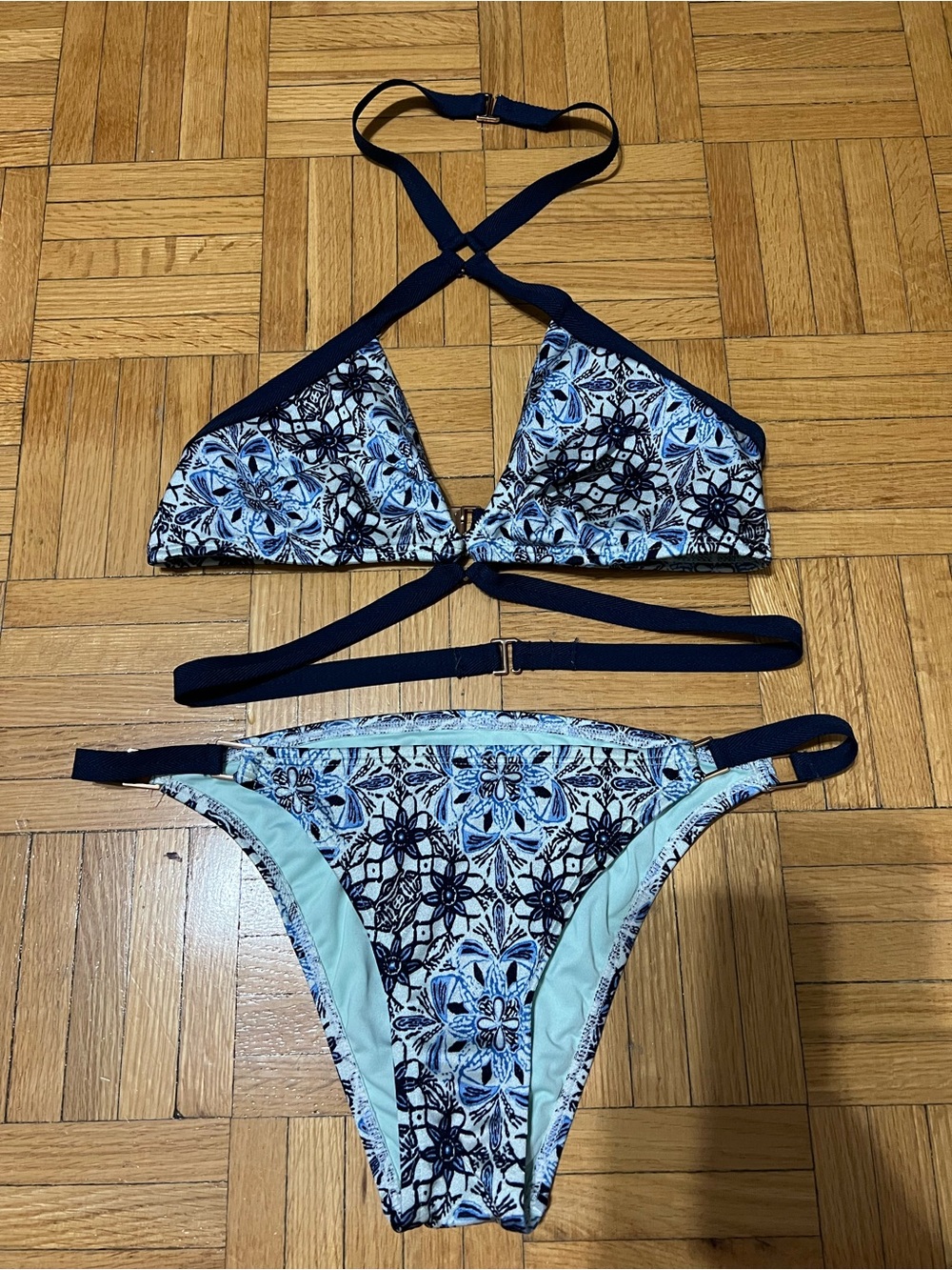 Women’s Navy & Light Blue Floral Bikini Set